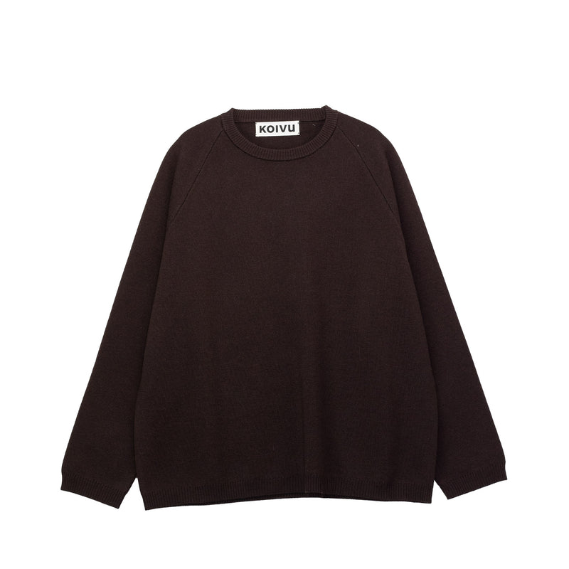 O-NECK KNIT, Dark Brown