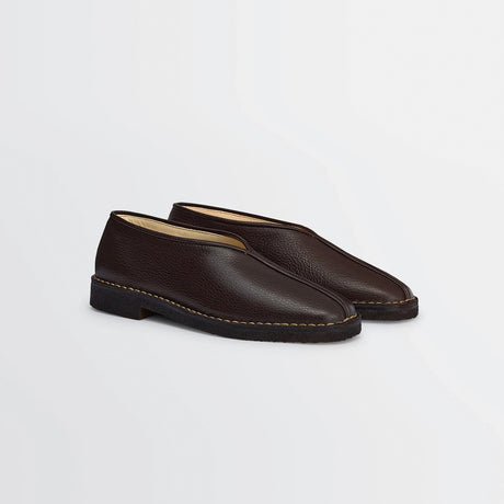 Lemaire PIPED CREPE SLIPPERS, Dark Brown