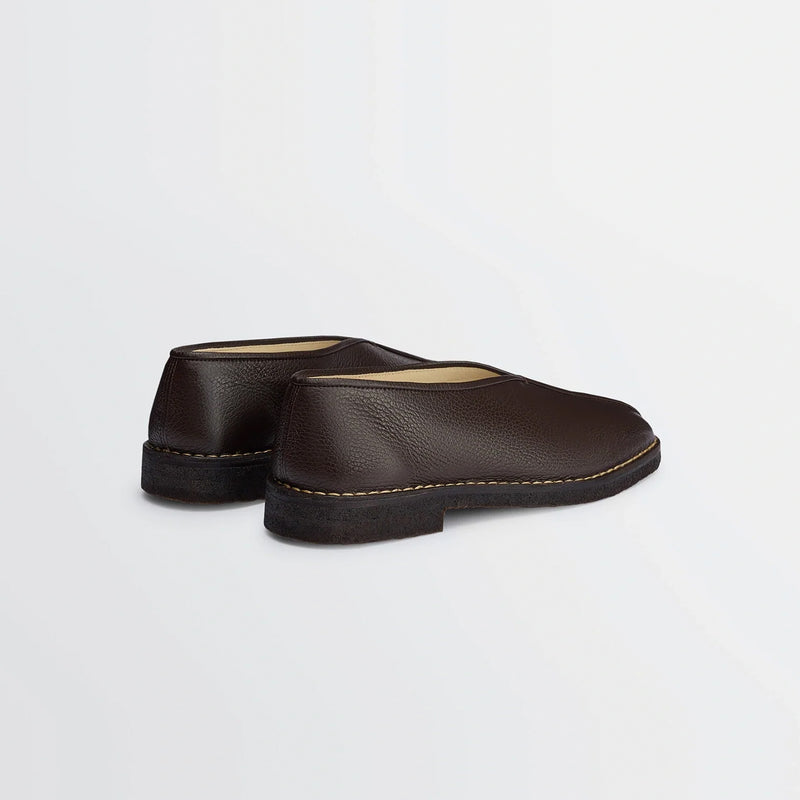 Lemaire PIPED CREPE SLIPPERS, Dark Brown