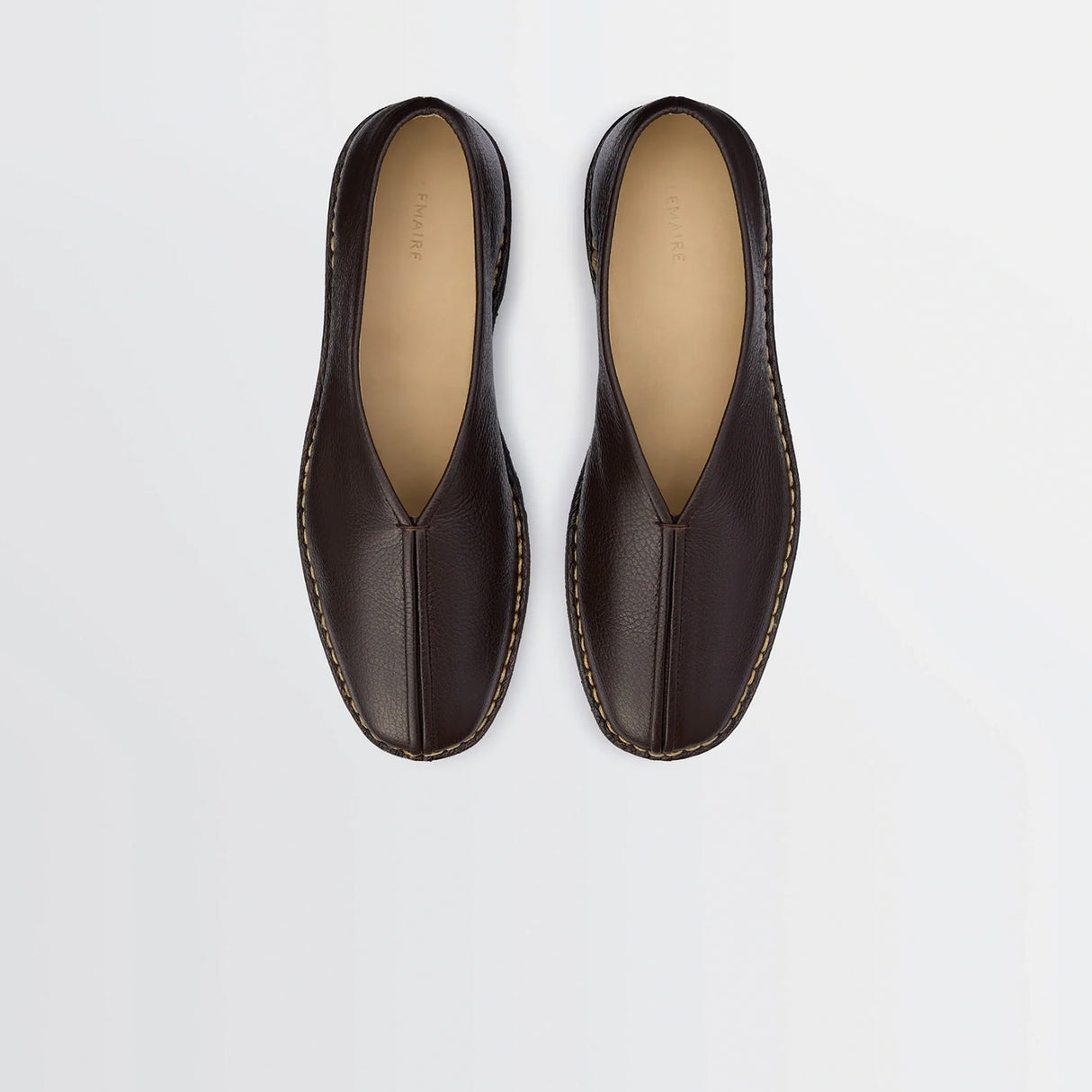 Lemaire PIPED CREPE SLIPPERS, Dark Brown