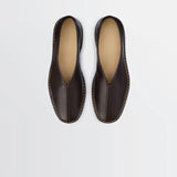 Lemaire PIPED CREPE SLIPPERS, Dark Brown