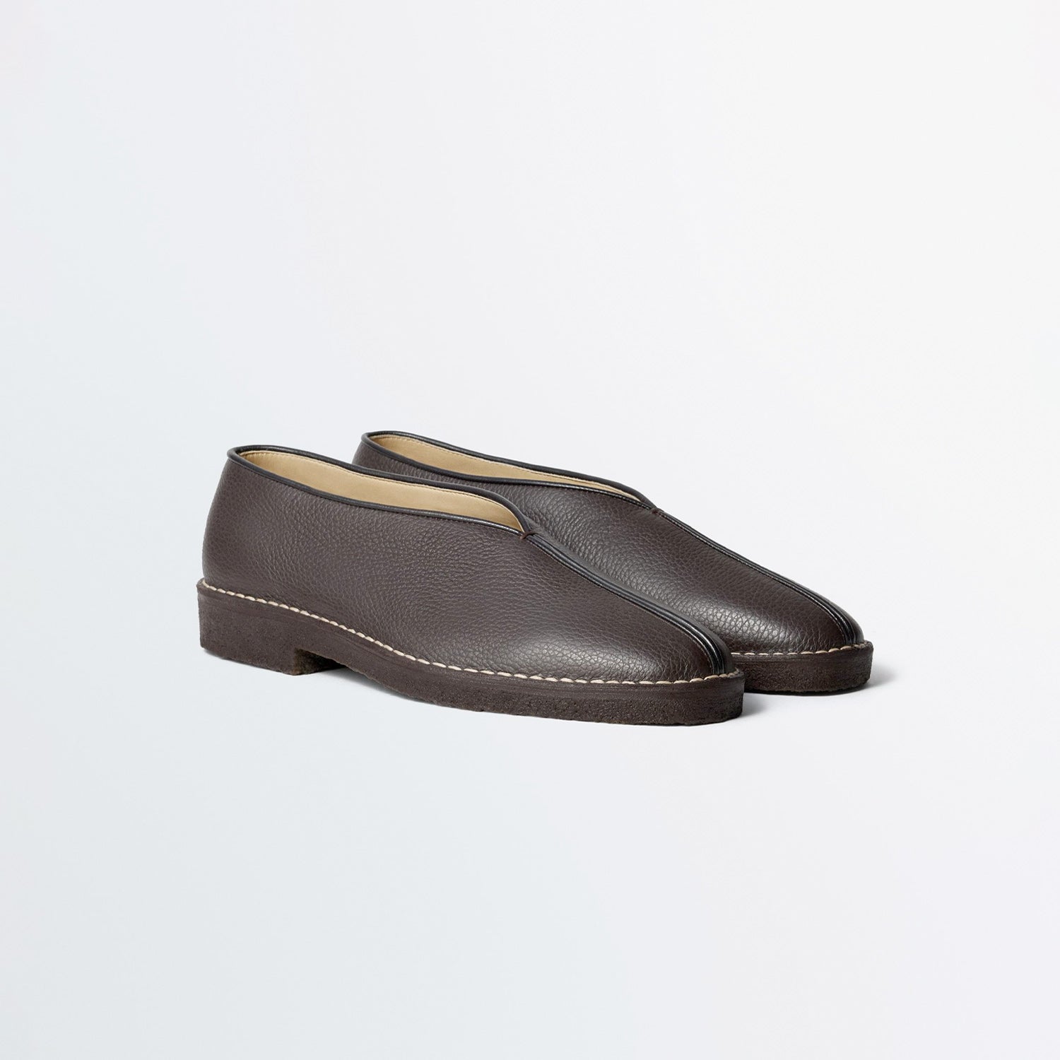 Lemaire PIPED CREPE SLIPPERS, Dark Brown – Beamhill
