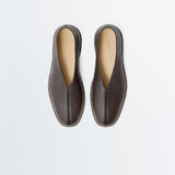 Lemaire PIPED CREPE SLIPPERS, Dark Brown