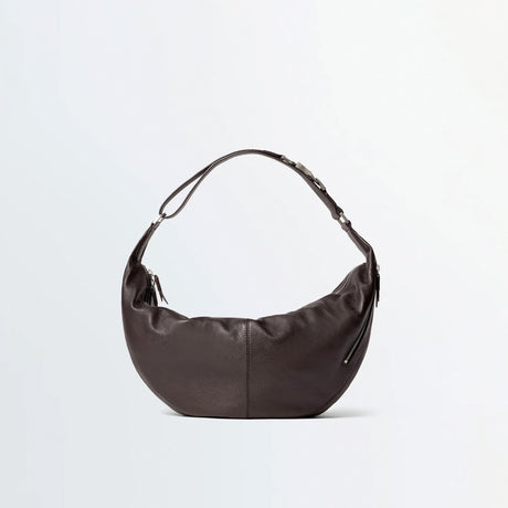 Lemaire QUIVER CLIP BAG LEATHER, Dark Chocolate