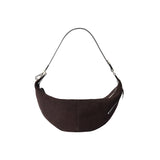 Lemaire QUIVER CLIP BAG SUEDE, Ebony Brown