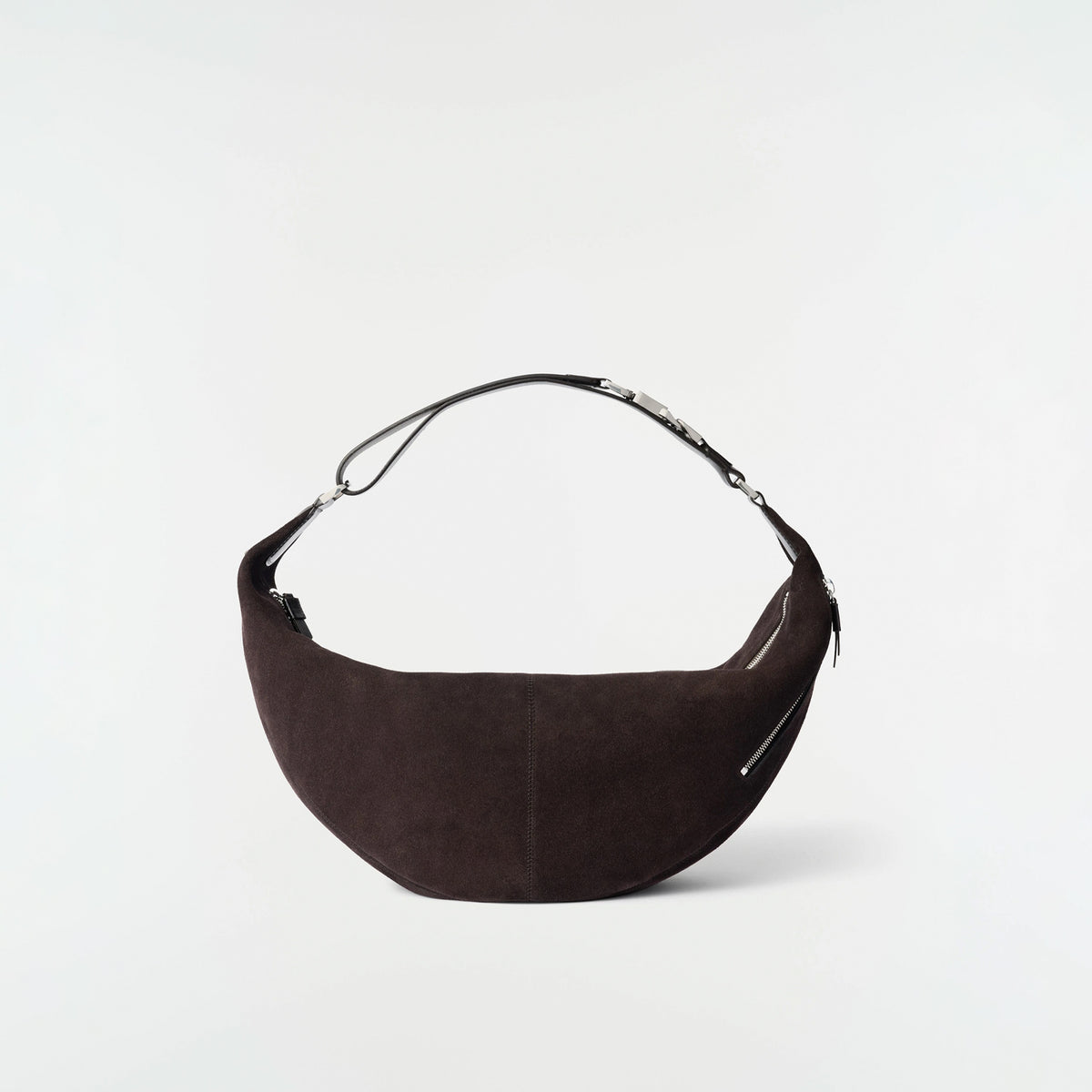 Lemaire QUIVER CLIP BAG SUEDE, Ebony Brown