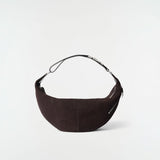 Lemaire QUIVER CLIP BAG SUEDE, Ebony Brown