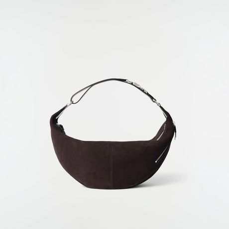 Lemaire QUIVER CLIP BAG SUEDE, Ebony Brown