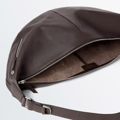 Lemaire QUIVER CLIP BAG LEATHER, Dark Chocolate