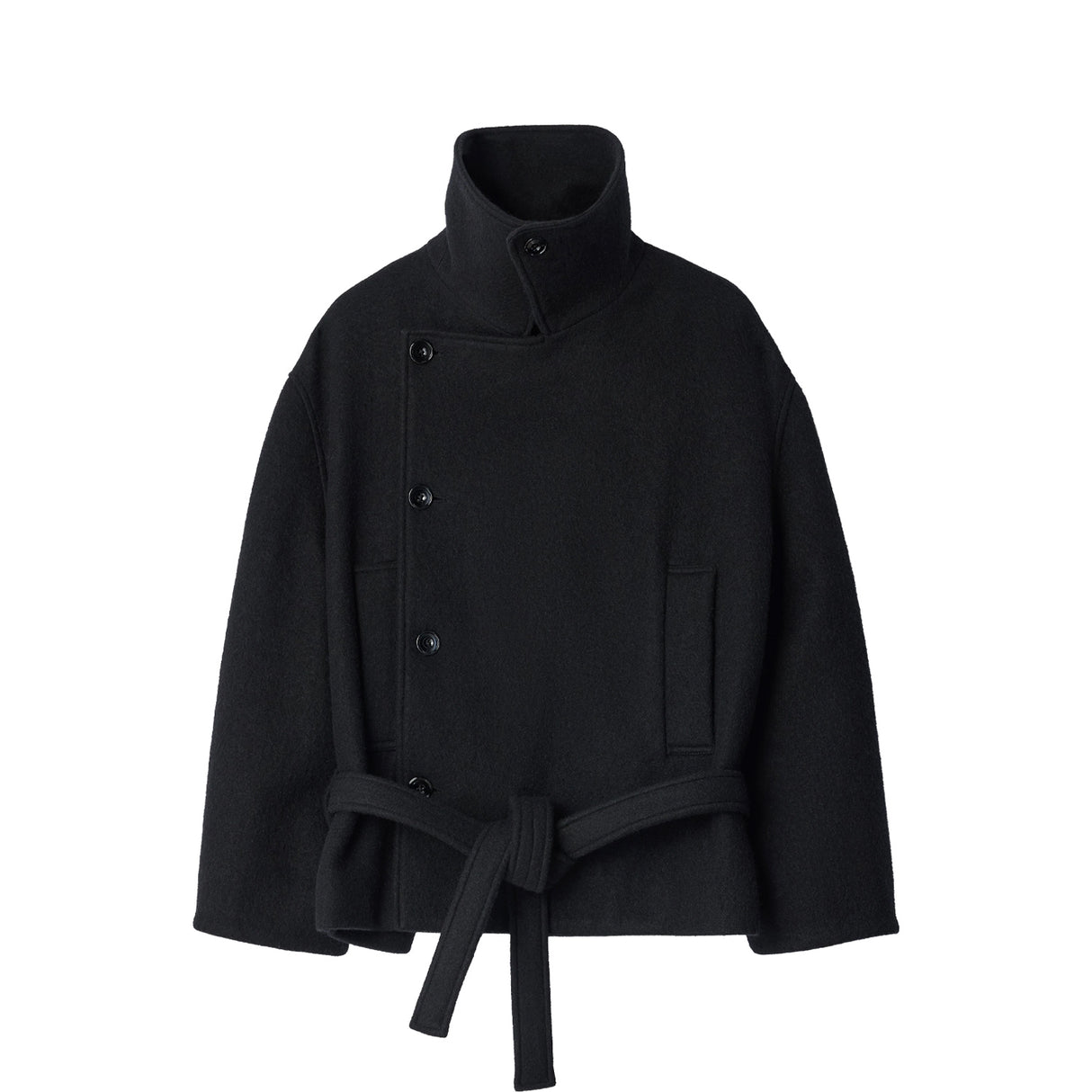 Lemaire SHORT WRAP COAT, Black