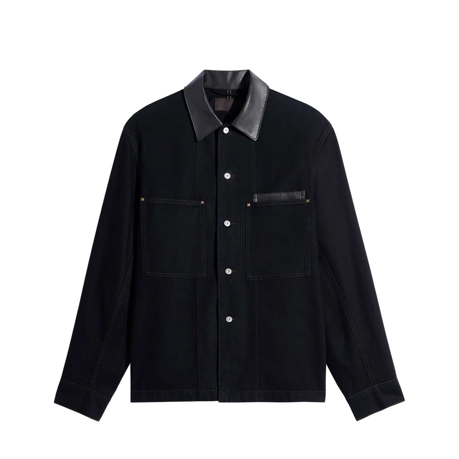 Lemaire WORKWEAR OVERSHIRT WITH LEATHER COLLAR, Black – Beamhill