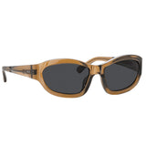 Linda Farrow X Dries Van Noten WRAP SUNGLASSES, Dark Camel