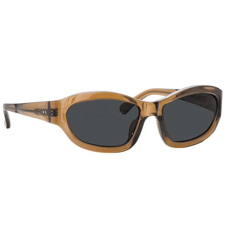 Linda Farrow X Dries Van Noten WRAP SUNGLASSES, Dark Camel