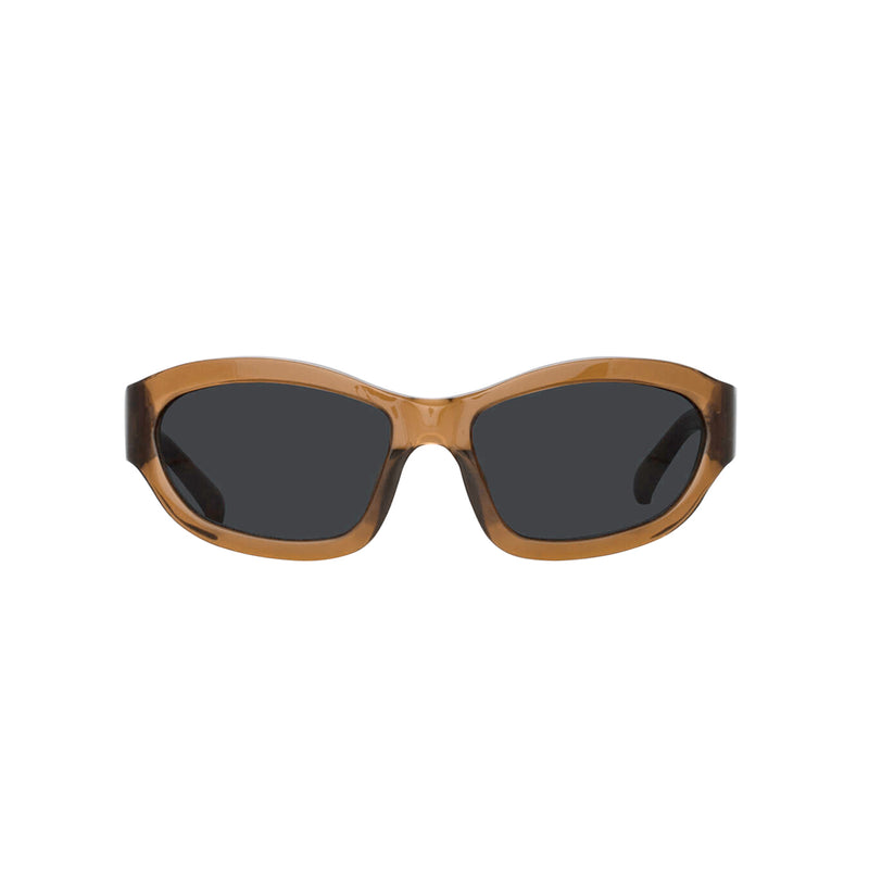 Linda Farrow X Dries Van Noten WRAP SUNGLASSES, Dark Camel
