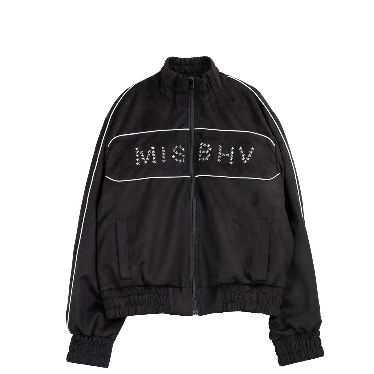 MISBHV STAR FAUX SUEDE TRACK JACKET, Black