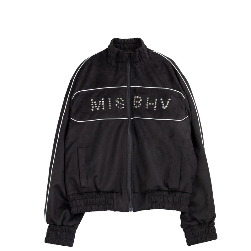 MISBHV STAR FAUX SUEDE TRACK JACKET, Black