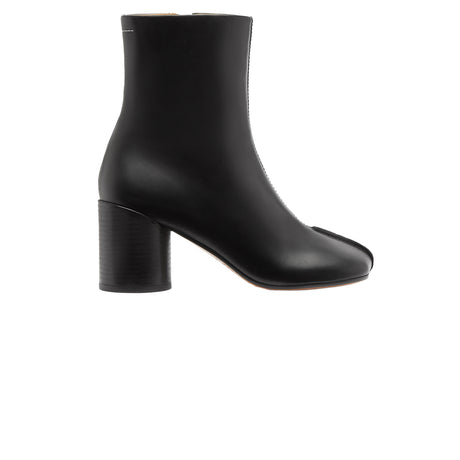 MM6 STITCH-OUT LEATHER ANKLE BOOT, Black - Image 1