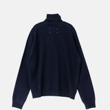 Maison Margiela LAMBSWOOL MOCKNECK SWEATER, Navy/Dark Grey
