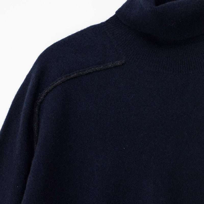 Maison Margiela LAMBSWOOL MOCKNECK SWEATER, Navy/Dark Grey