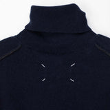 Maison Margiela LAMBSWOOL MOCKNECK SWEATER, Navy/Dark Grey