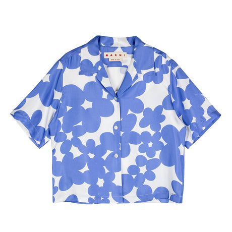 Marni CAMP COLLAR SILK SHIRT, Blue Lilac - Image 1