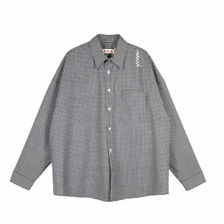 Marni GINGHAM LIGHT WOOL BLEND SHIRT, Black - Image 1