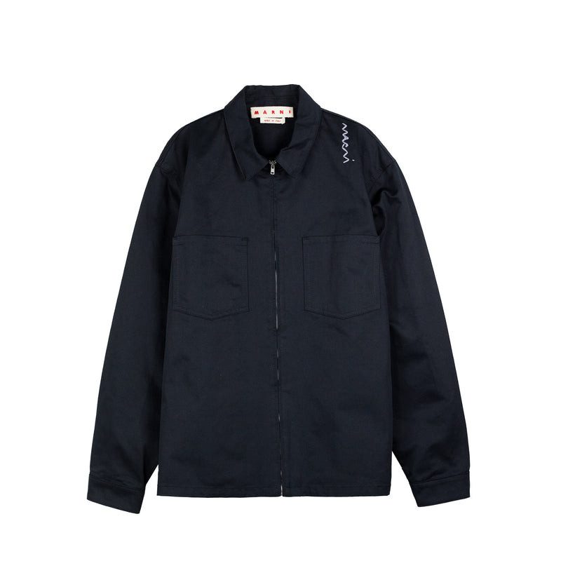 Marni COTTON SHIRT WITH ZIP, Black
