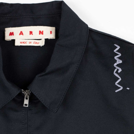 Marni COTTON SHIRT WITH ZIP, Black