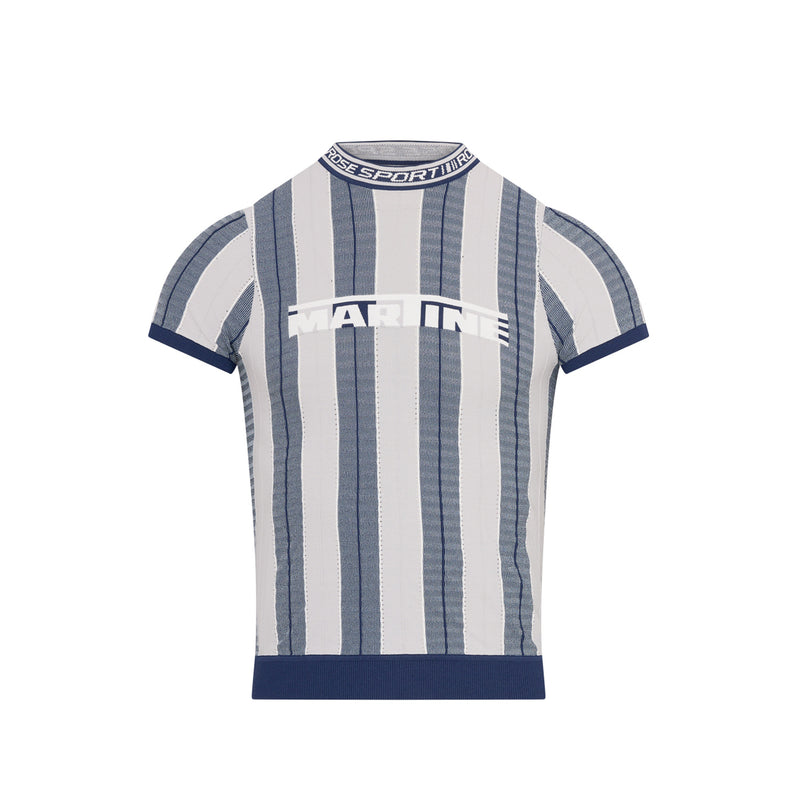 Martine Rose LOGO TIGHT T-SHIRT, Blue/Grey