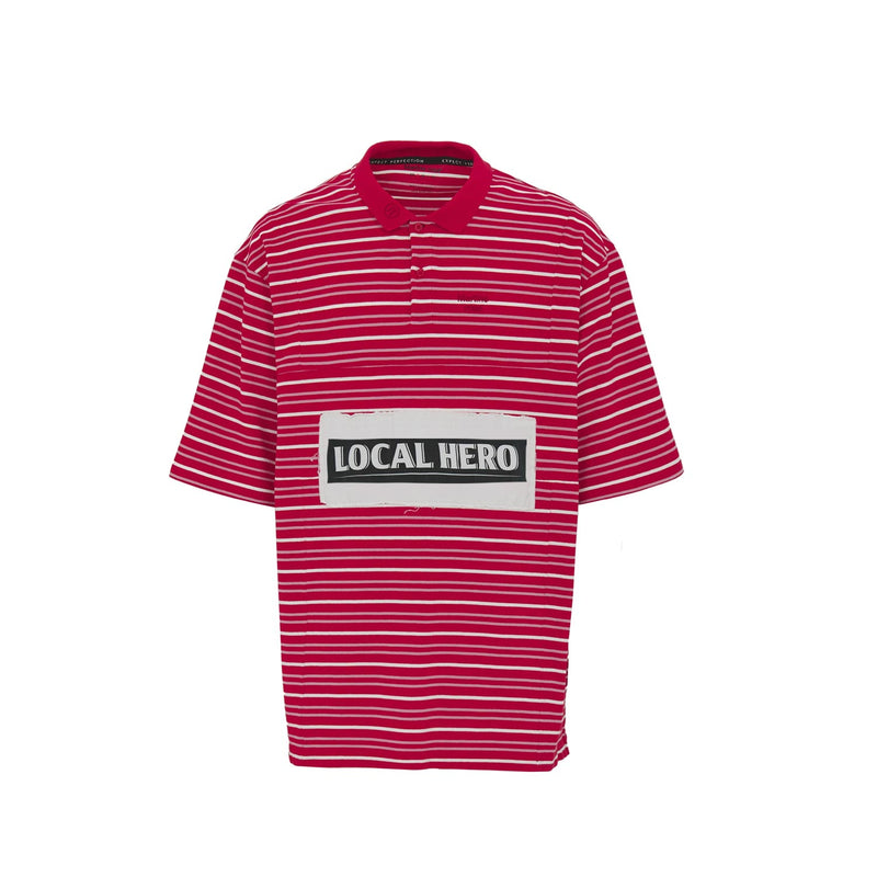 Martine Rose OVERSIZED PANELLED POLO, Red/White