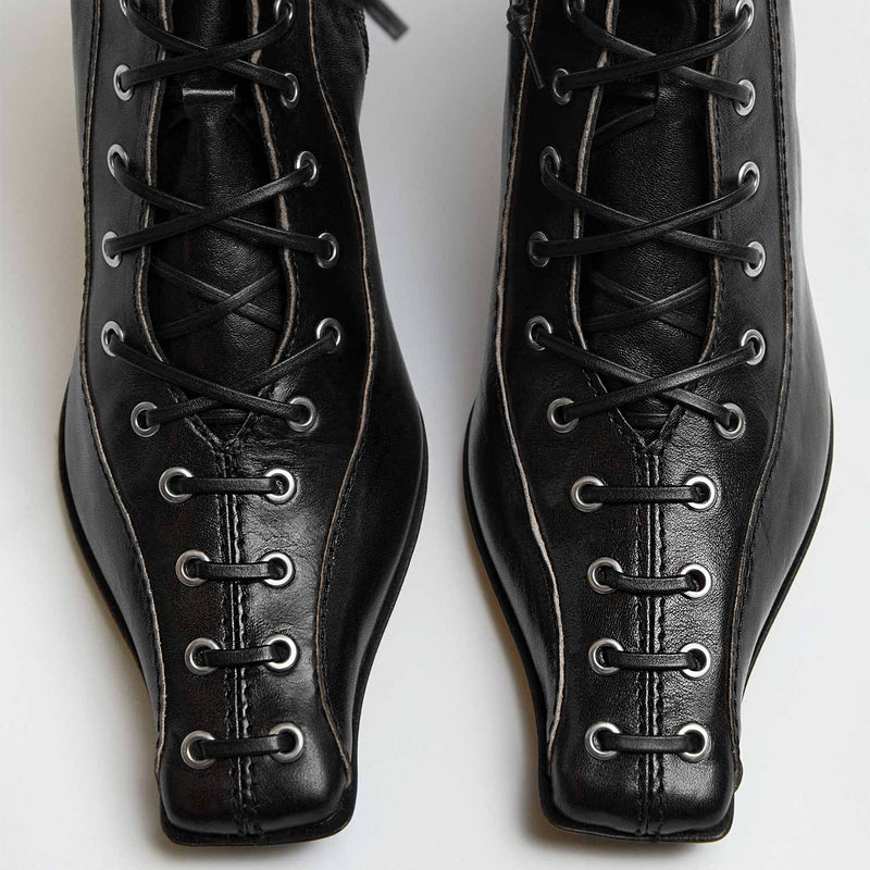 Miista EMILE LACE UP ANKLE BOOTS, Black