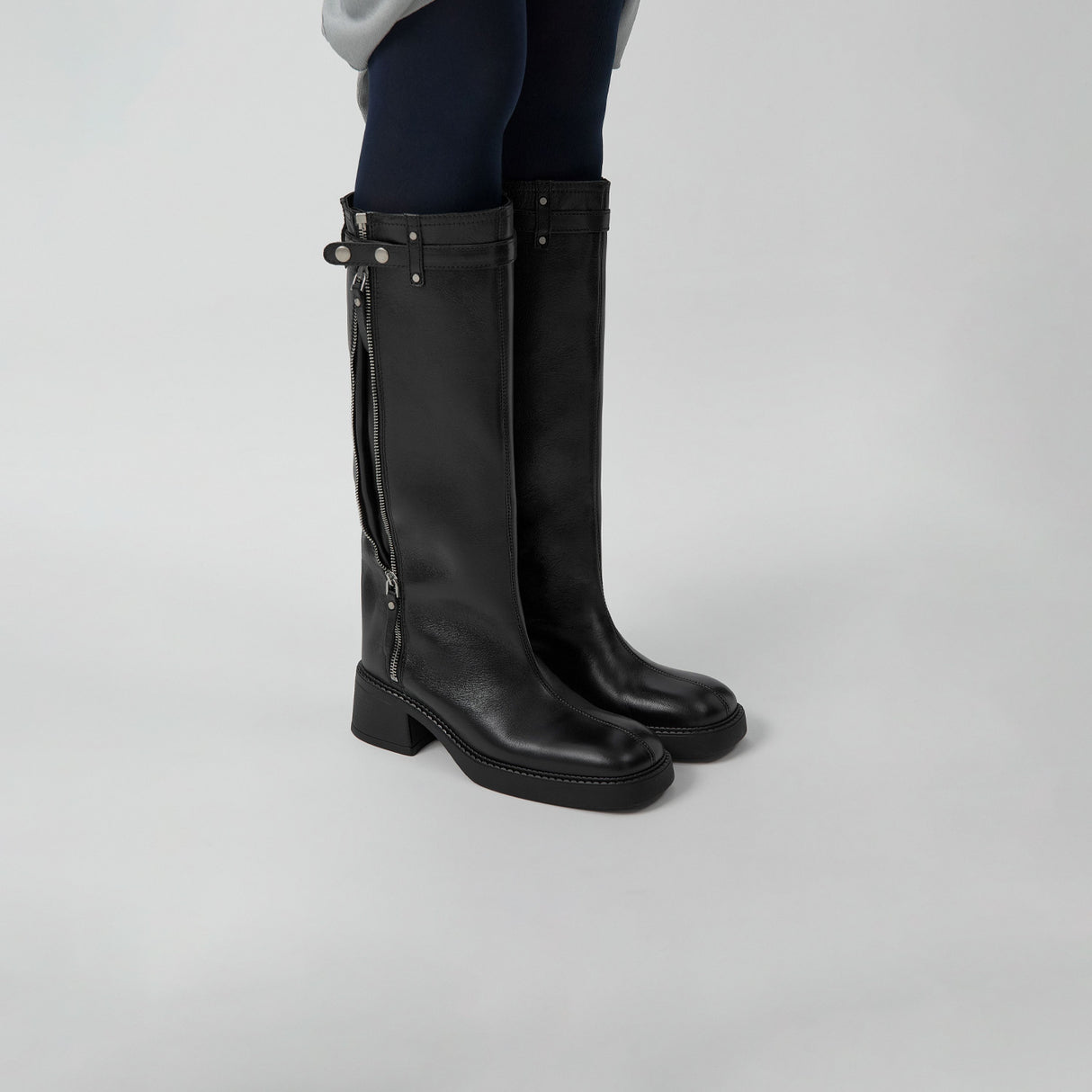 Miista IZOLDA ZIPPER TALL BOOTS, Black