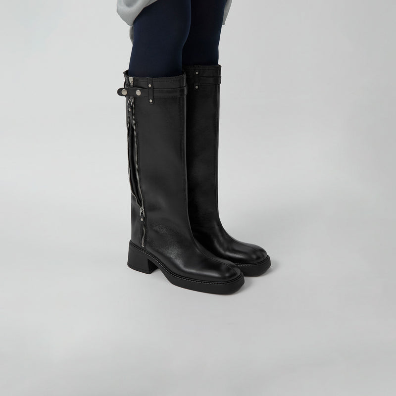 Miista IZOLDA ZIPPER TALL BOOTS, Black