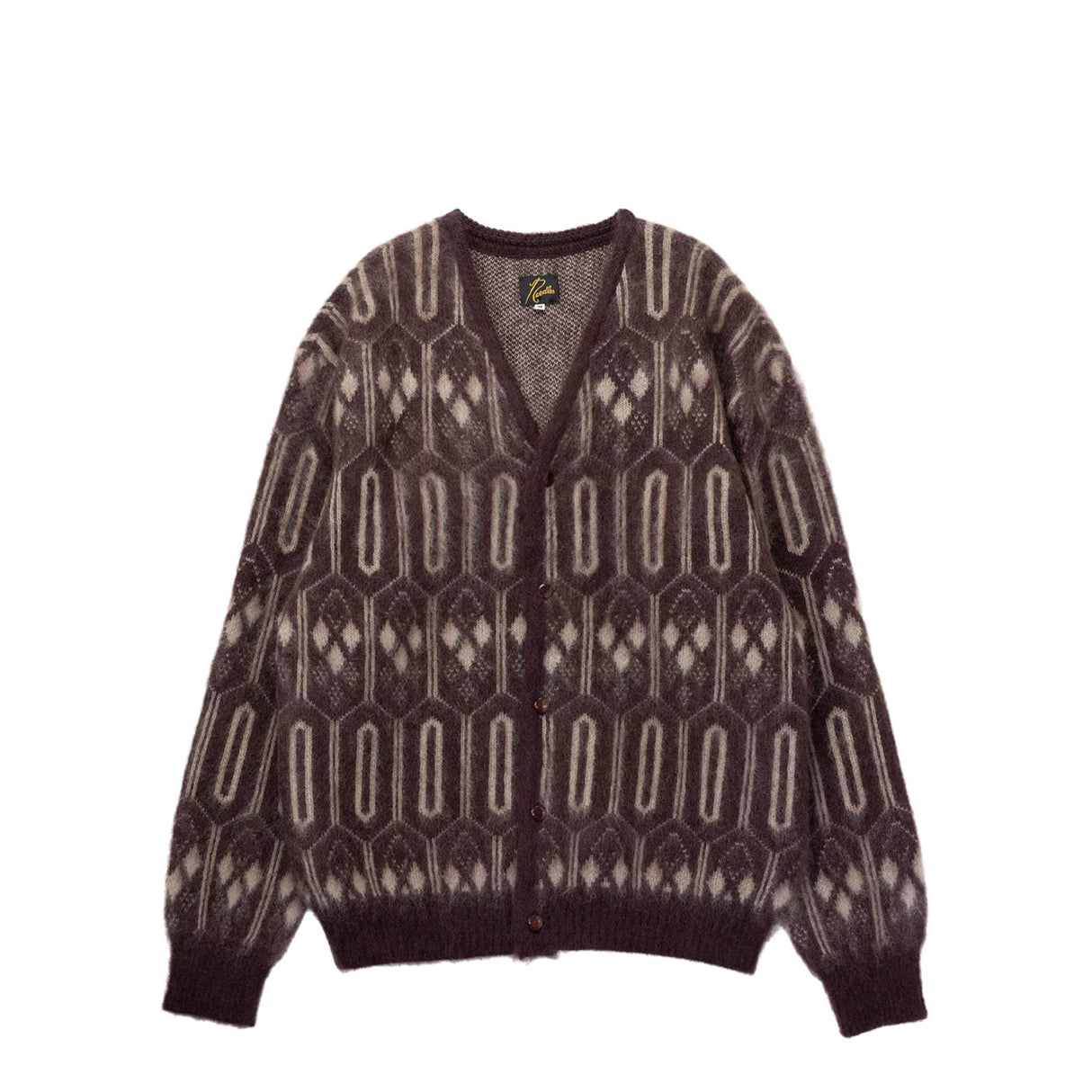 Needles MOHAIR CHECK GEOMETRIC, Burgundy