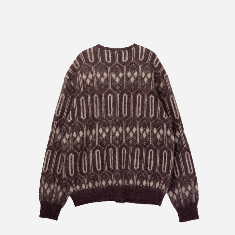 Needles MOHAIR CHECK GEOMETRIC, Burgundy