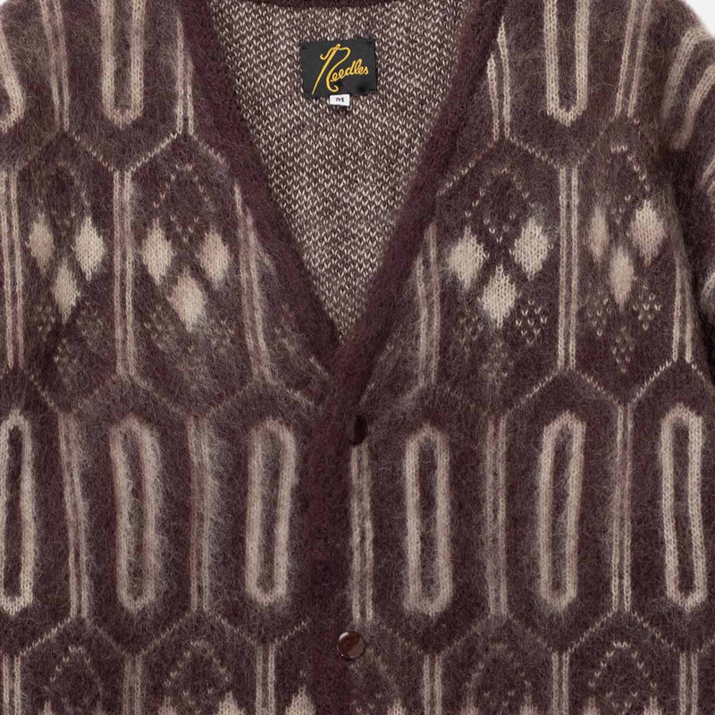 Needles MOHAIR CHECK GEOMETRIC, Burgundy