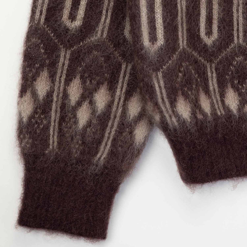 Needles MOHAIR CHECK GEOMETRIC, Burgundy