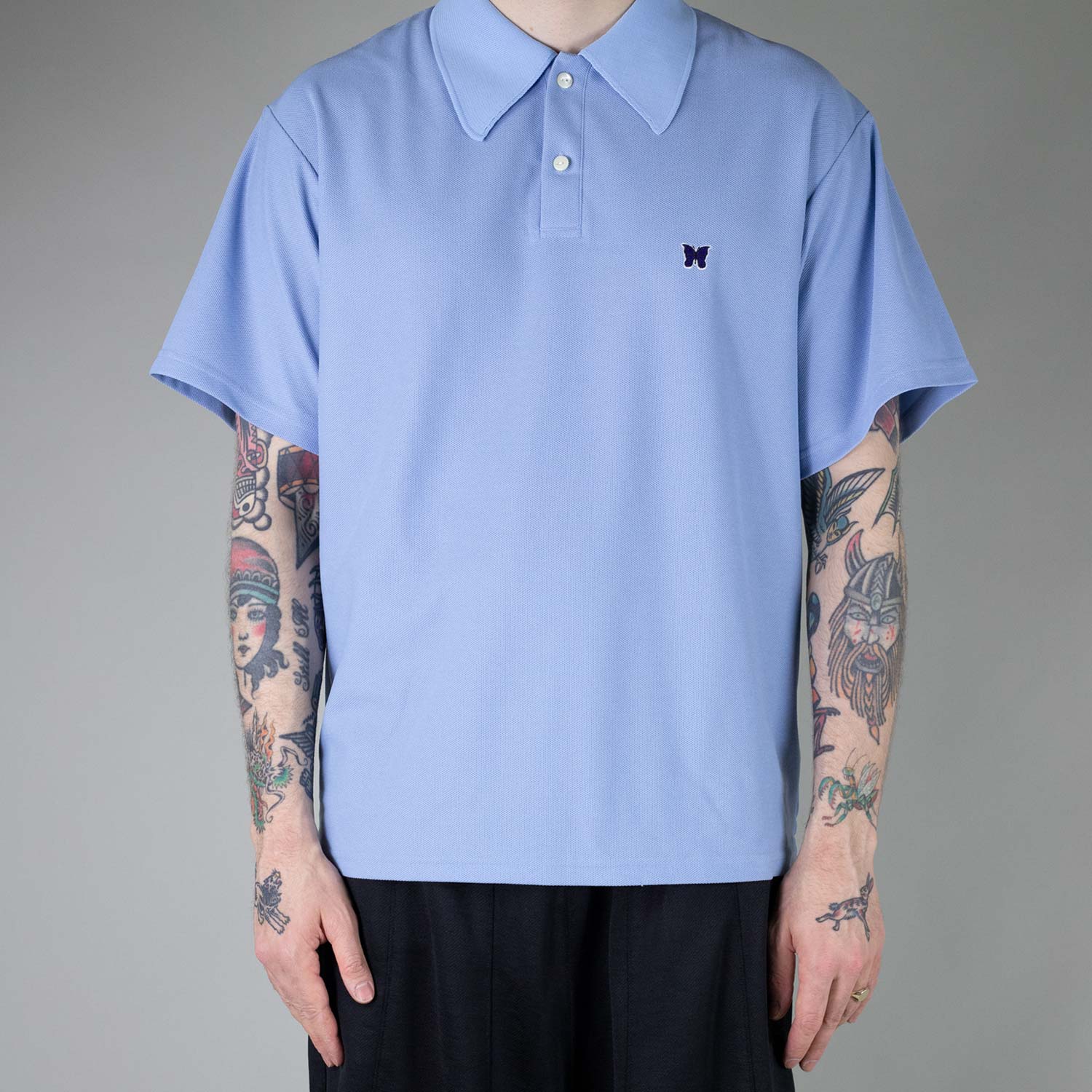 Needles S/S POLO SHIRT, Sax – Beamhill