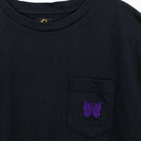 Needles S/S PAPILLON EMBROIDERY POCKET TEE, Black