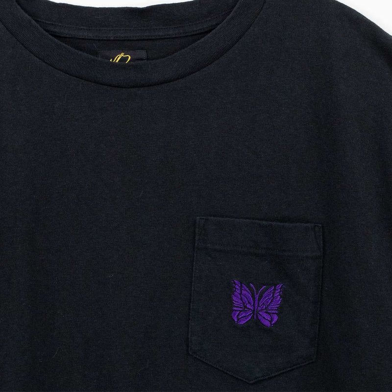 Needles S/S PAPILLON EMBROIDERY POCKET TEE, Black