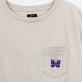 Needles S/S PAPILLON EMBRoidery POCKET TEE, Oatmeal
