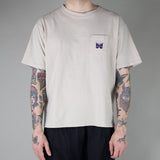 Needles S/S PAPILLON EMBRoidery POCKET TEE, Oatmeal