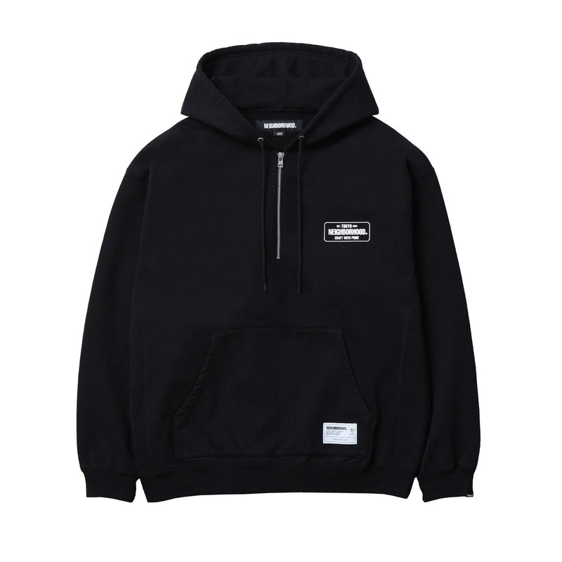 Neighborhood CLASSIC SWEAT HALF ZIP HOODIE, Black