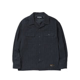 Neighborhood HERRINGBONE OPEN COLLAR SHIRT, Charcoal