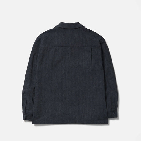 Neighborhood HERRINGBONE OPEN COLLAR SHIRT, Charcoal