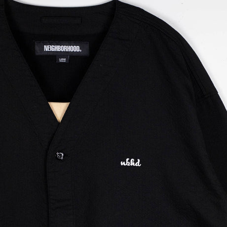 Neighborhood NO COLLAR SHIRT LS, Black - Image 2