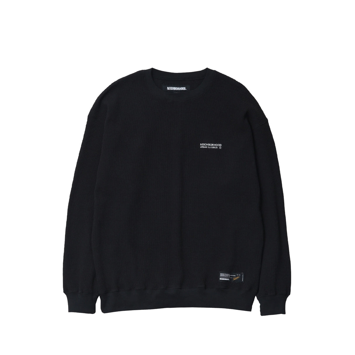 Neighborhood WAFFLE FABRIC CREWNECK LS-1, Black
