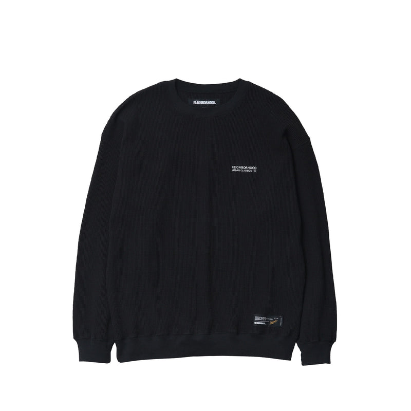 Neighborhood WAFFLE FABRIC CREWNECK LS-1, Black
