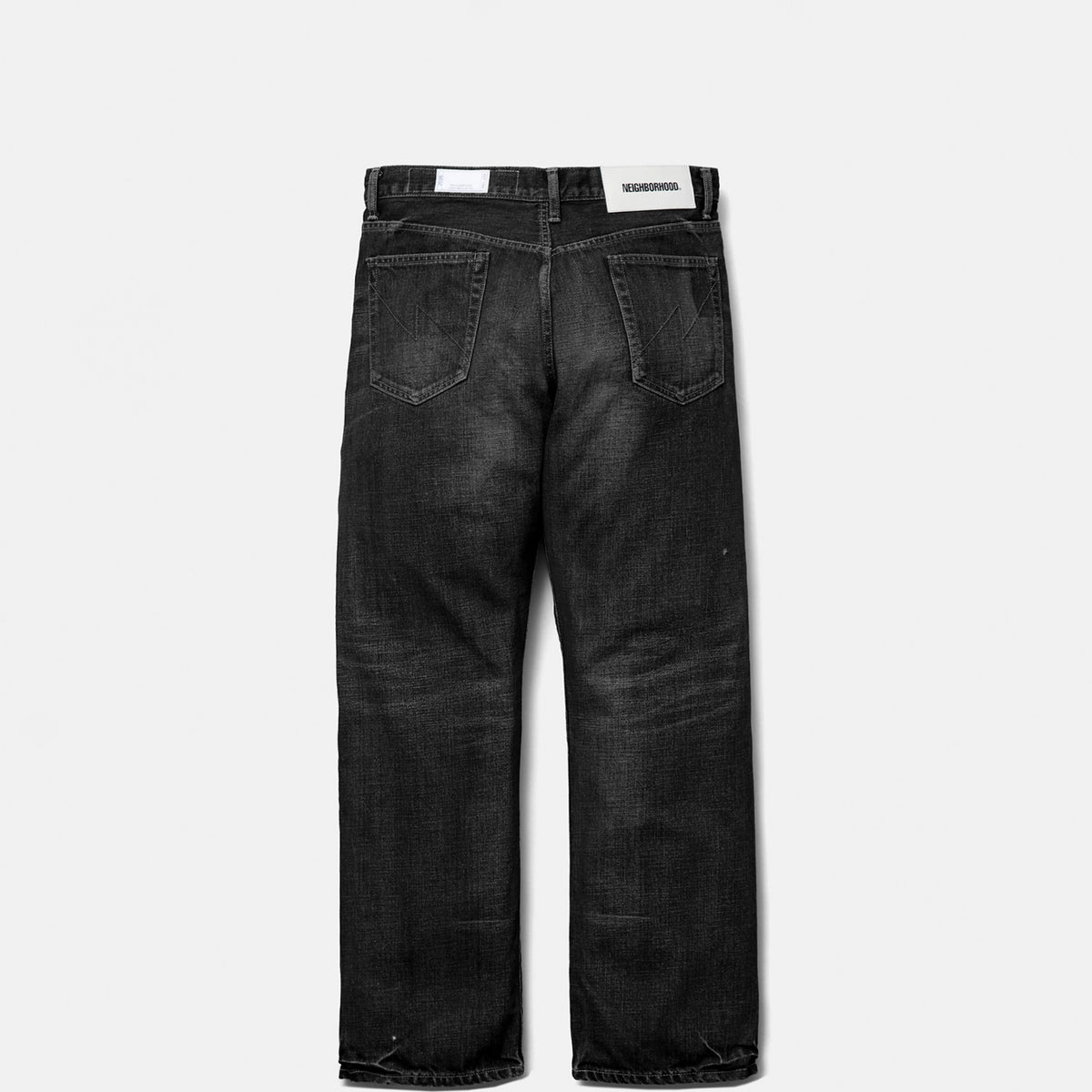 Neighborhood WASHED DENIM FULL CUT PANTS, Black