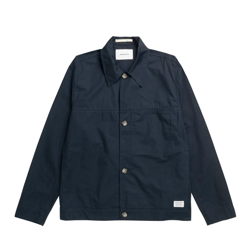 Norse Projects ARRESKOV COMPACT COTTON OVERSHIRT, Dark Navy